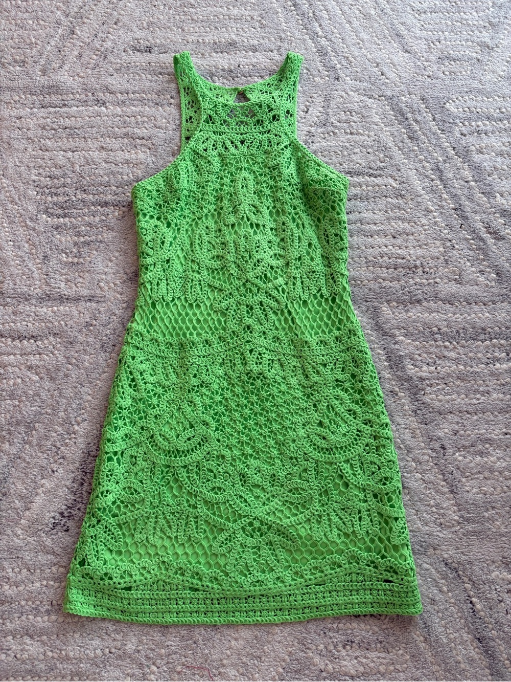 Lilly Pulitzer Bright Green Crochet Halter Mini Dress